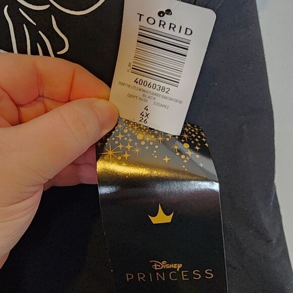 4X 26W Torrid Black Disney The Little Mermaid Flounder Sebastian Bodysuit Foxy - Picture 6 of 7